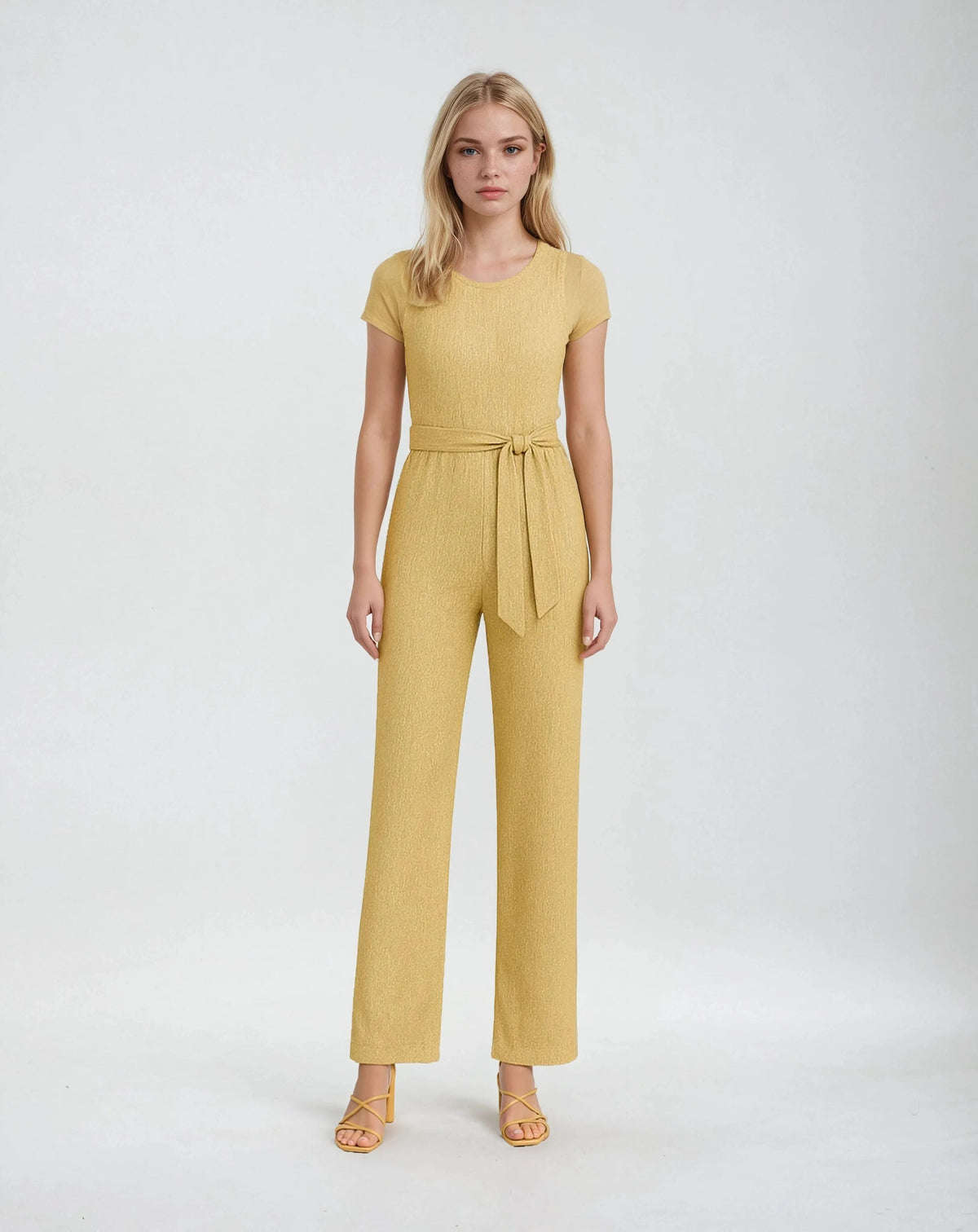 Polyester Jumpsuit Met Glitterdesign En Tailleband-Jumpsuits-Velani-Velani