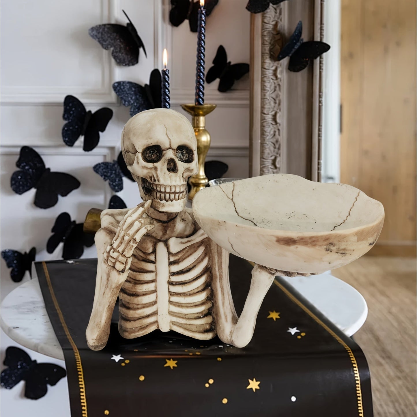 Skelet Skålholder Harpiks Halloween Dekoration | BoneServe