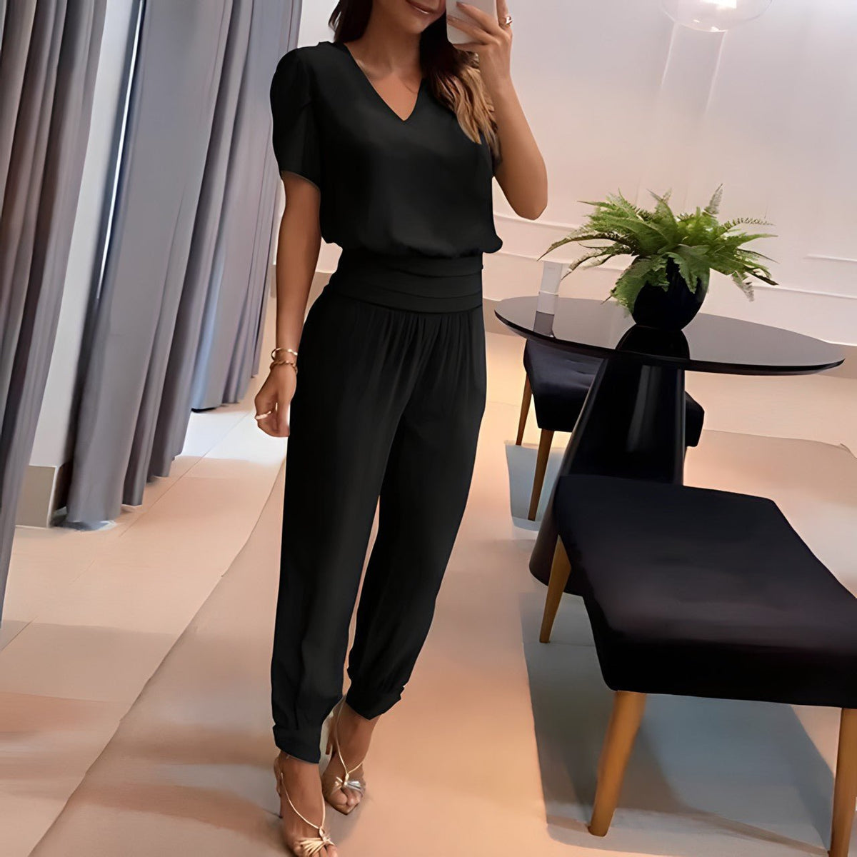 Bluse og Bukser Sæt Elegant Komfort Polyester | Velmora