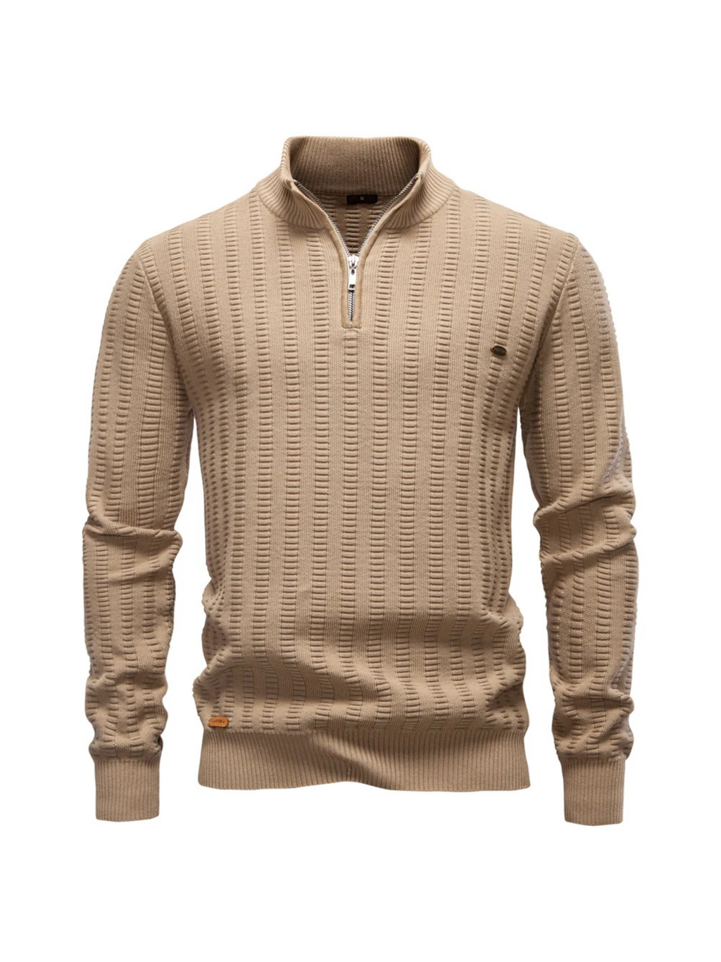 Sweater Ribstrikket Quarter Zip Katoen Stretch | Jayron
