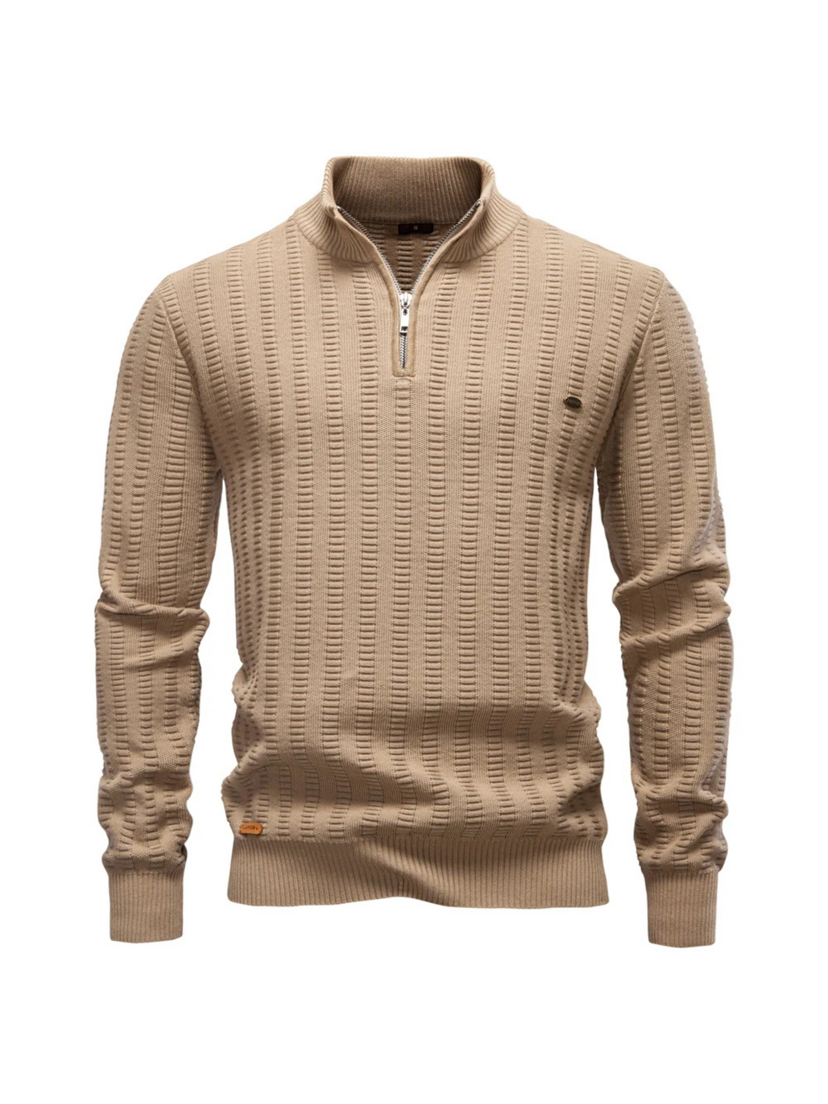Sweater Ribstrikket Quarter Zip Katoen Stretch | Jayron