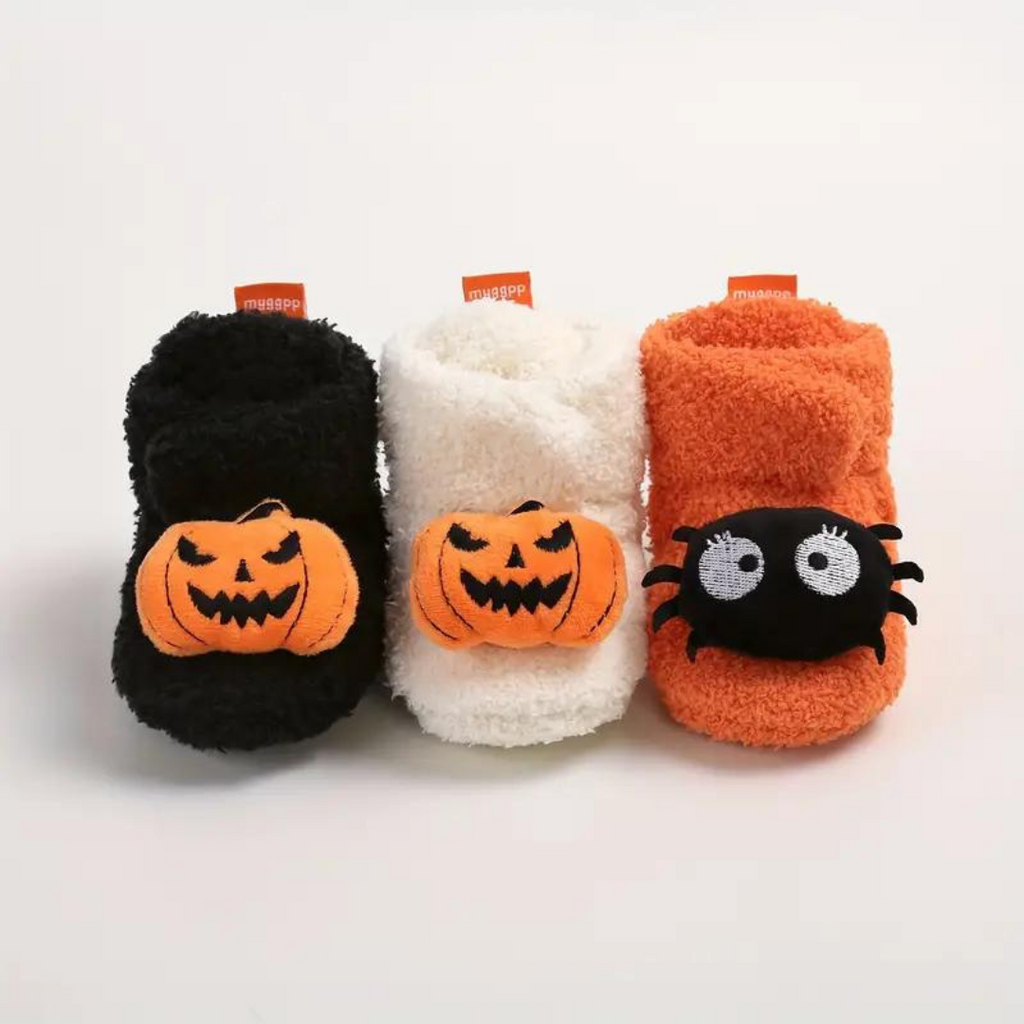 Børne Hjemmesko Halloween Fleece Græskar Edderkop Slip-On | Azzurra