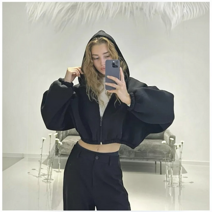 Hættetrøje med Lynlås Oversized Letvægt | Vintera