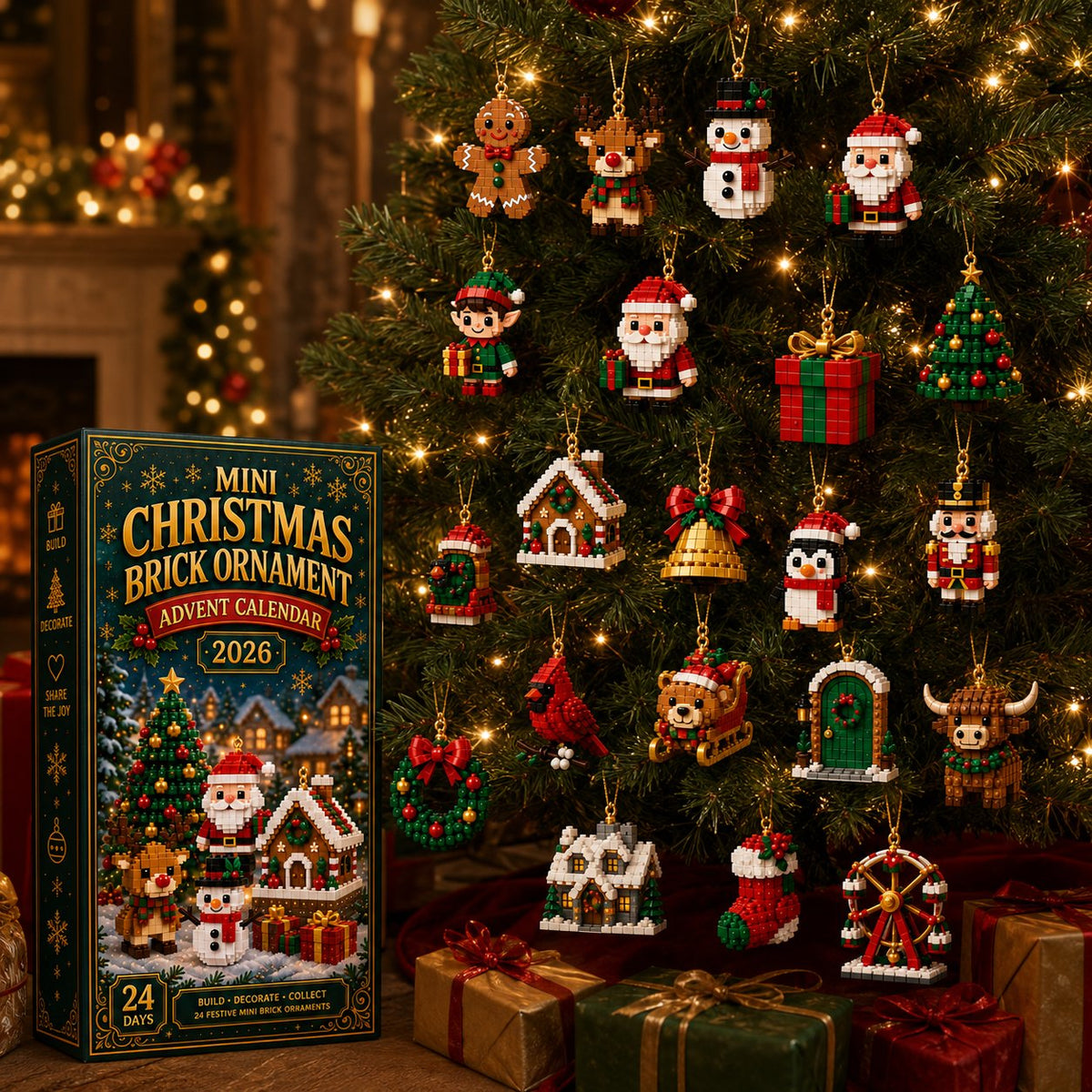 Adventskalender med 24 mini figurer til byggeri | Santavent