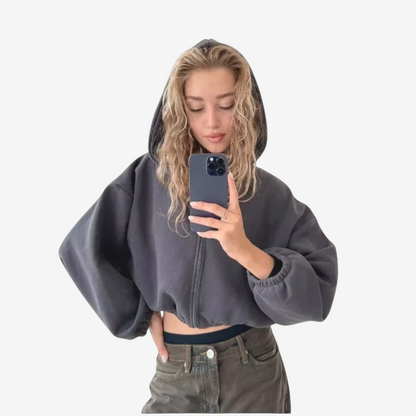 Hættetrøje med Lynlås Oversized Letvægt | Vintera
