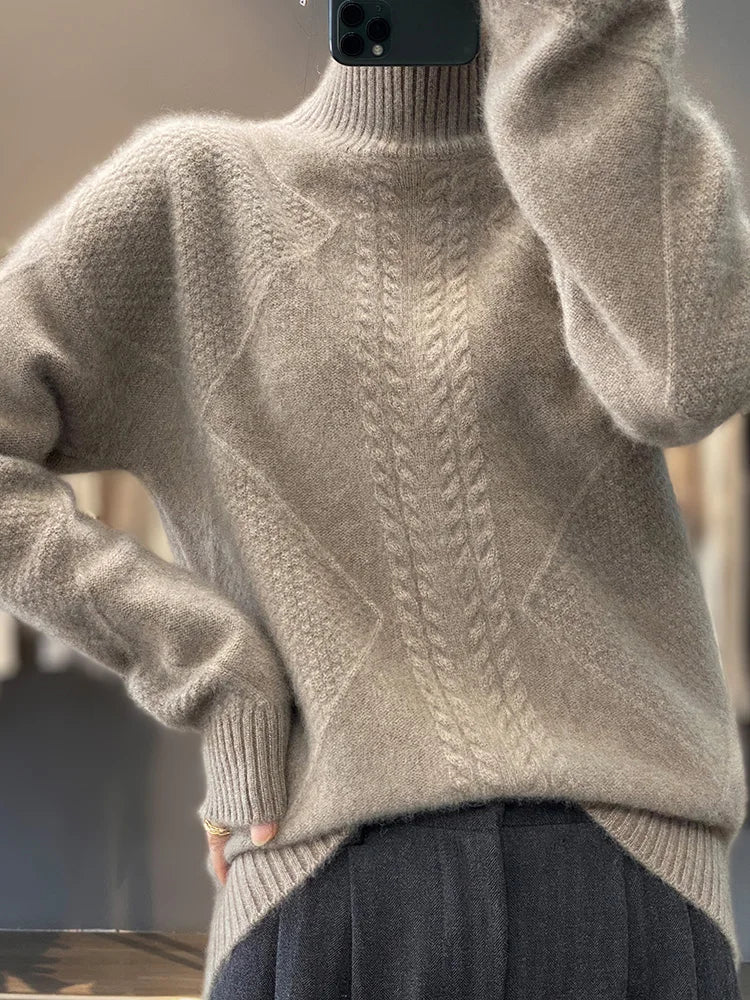 Striktrøje Merino Uld Mock Neck Vinter | Sorelle