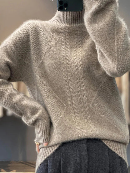 Striktrøje Merino Uld Mock Neck Vinter | Sorelle