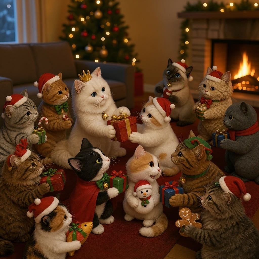 Julekalender med kattemotiv og 24 låger til december | Cativent
