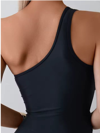 Badedragt asymmetrisk mesh shaping pushup | Selvara