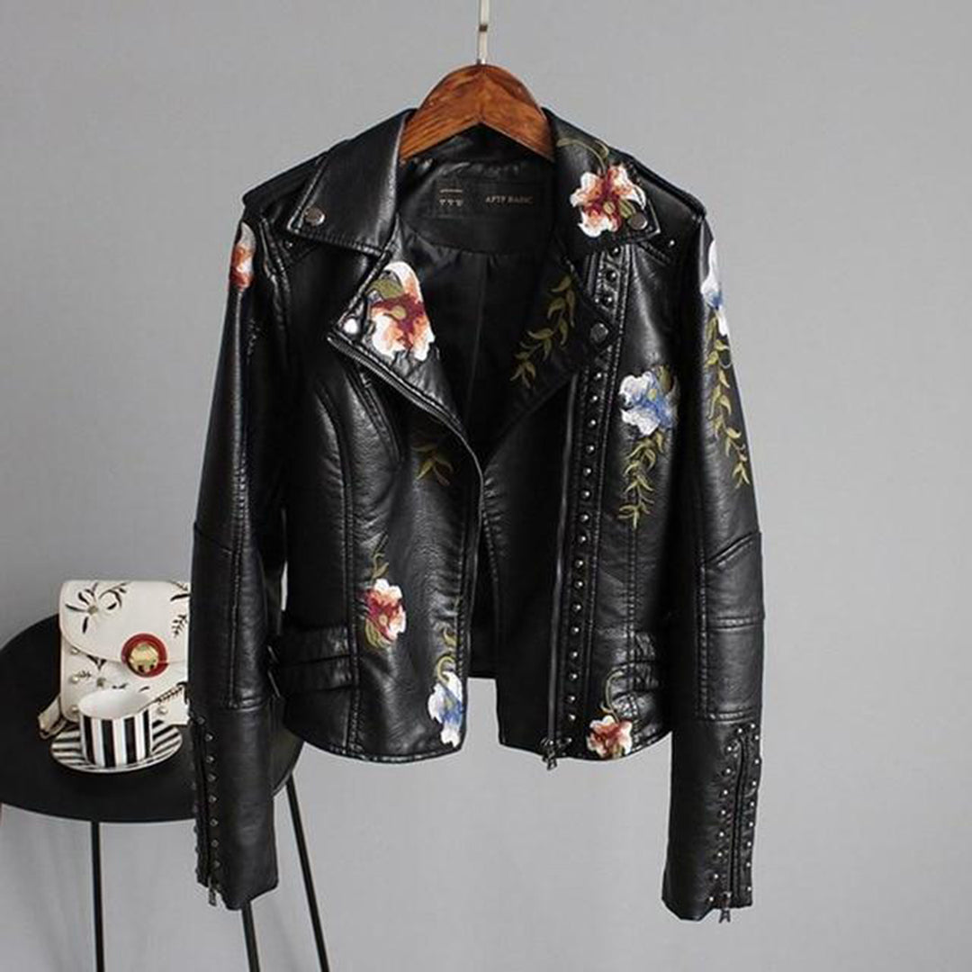 Jakke Blomsterprint Lynlås Casual Komfort | Florina
