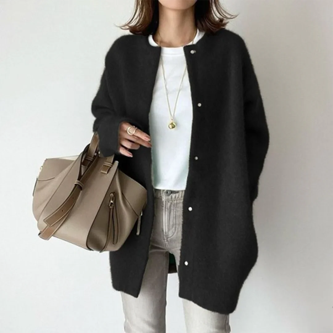 Strikket Cardigan Knapper Blød Kvalitet Elegant Stil | Elvara