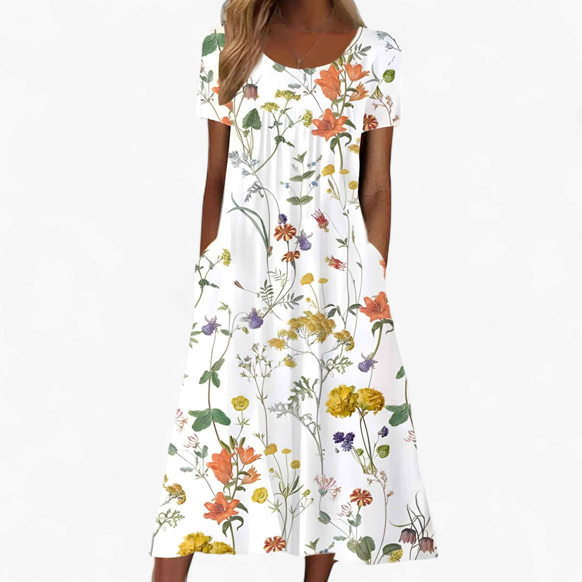 Blomstret boho maxikjole med luftig pasform | Elvara
