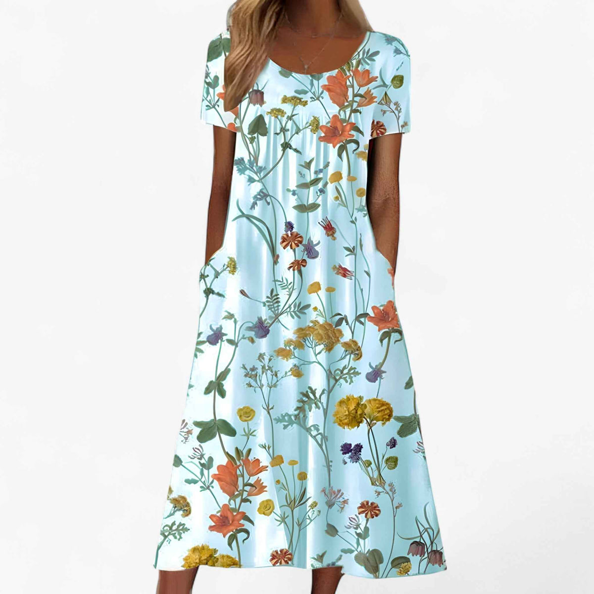 Blomstret boho maxikjole med luftig pasform | Elvara