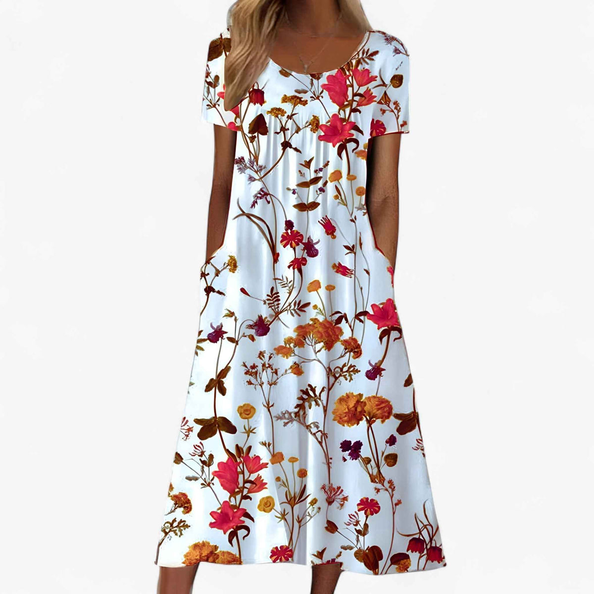 Blomstret boho maxikjole med luftig pasform | Elvara
