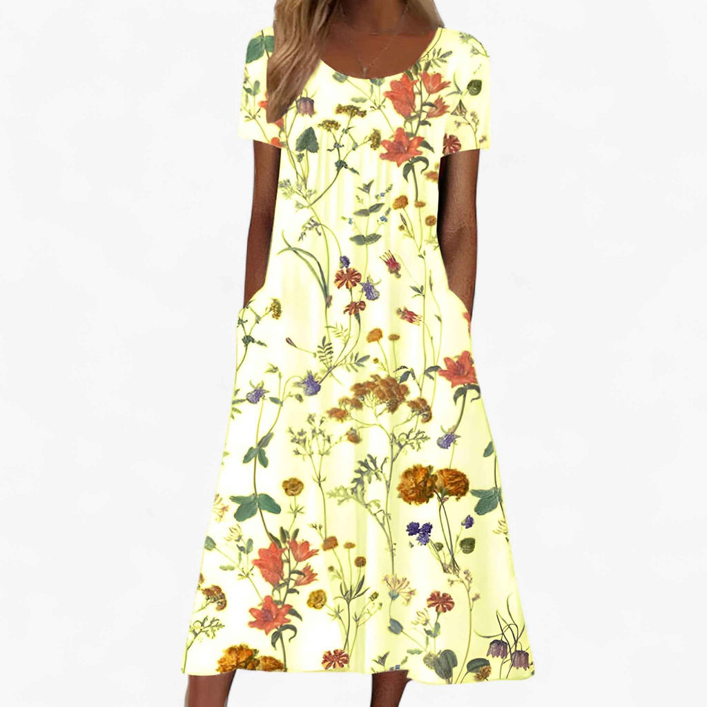 Blomstret boho maxikjole med luftig pasform | Elvara