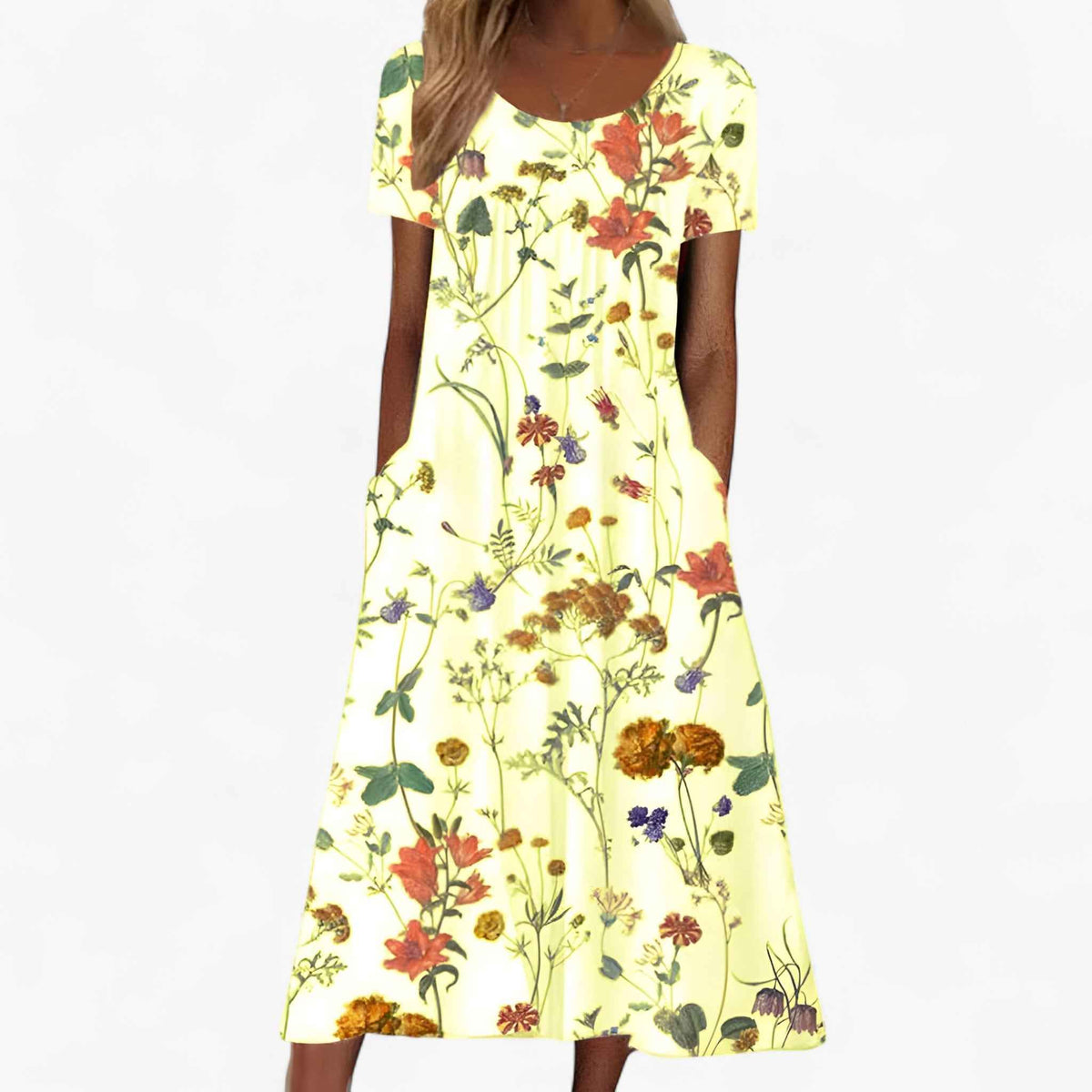 Blomstret boho maxikjole med luftig pasform | Elvara