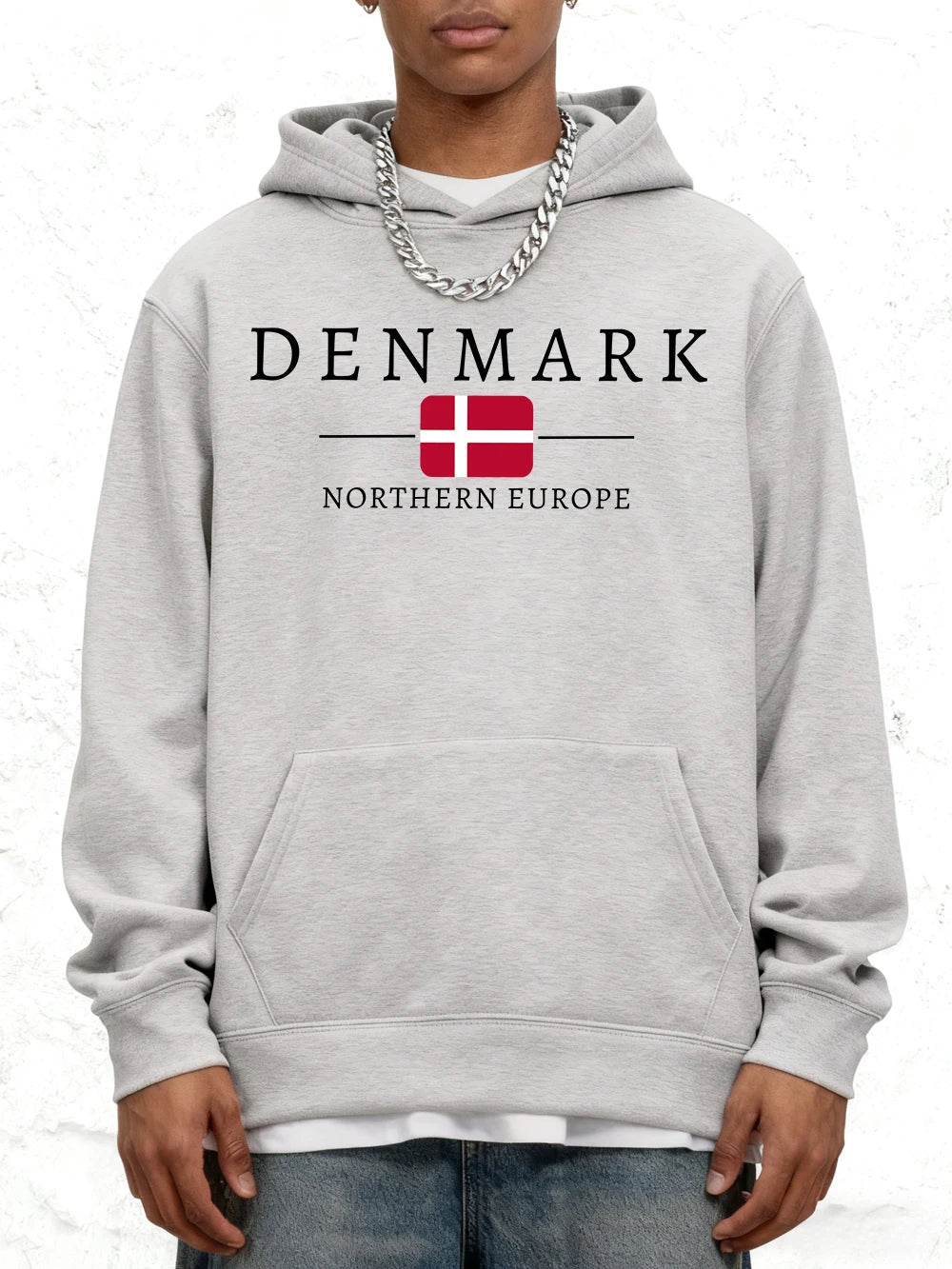 Unisex Hoodie Dansk Flag Print Fleeceforing Varm Komfort | Danvik