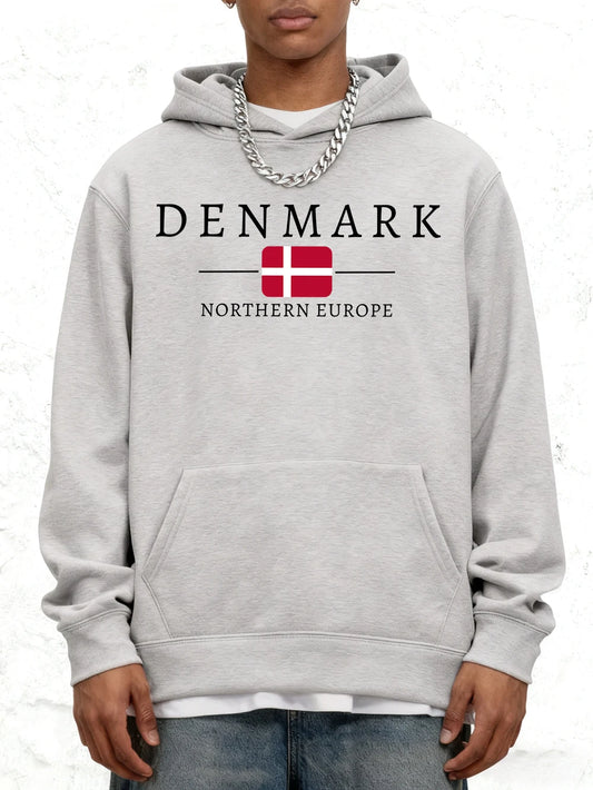 Unisex Hoodie med Dansk Flag – Fleece Hættetrøje til Efterår & Vinter