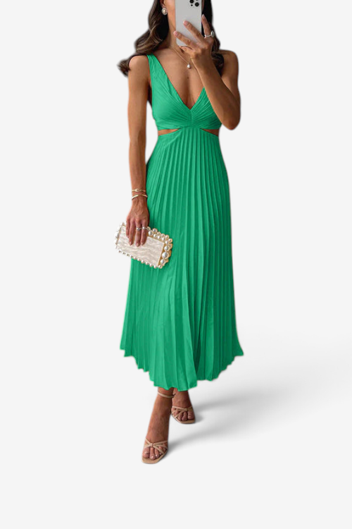 Plisseret maxikjole med lang, flydende pasform – Valerisse