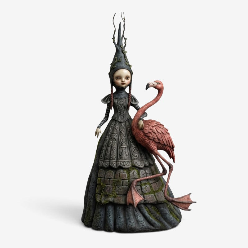 Gotisk Heksefigur med Dekorativ Stav Halloween Resin | ShadowHex