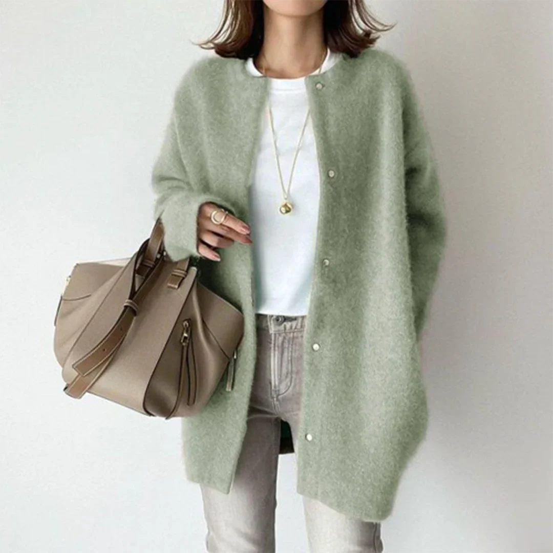 Strikket Cardigan Knapper Blød Kvalitet Elegant Stil | Elvara