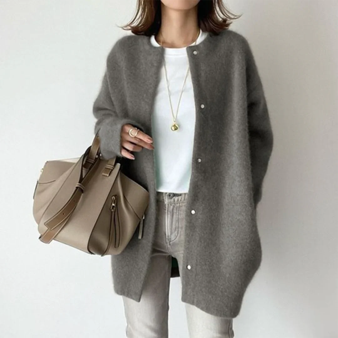 Strikket Cardigan Knapper Blød Kvalitet Elegant Stil | Elvara