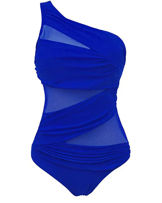 Badedragt asymmetrisk mesh shaping pushup | Selvara