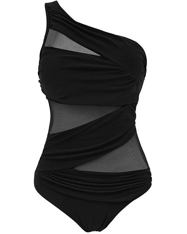 Badedragt asymmetrisk mesh shaping pushup | Selvara