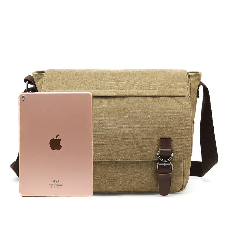 Skuldertaske Canvas Crossbody Unisex Justerbar Rummelig Hverdag Arbejde Rejse | Dario