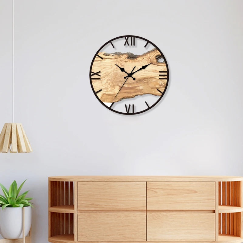 Holzwanduhr Mit Harzdetails – Künstlerisches Design Für Jeden Raum 1