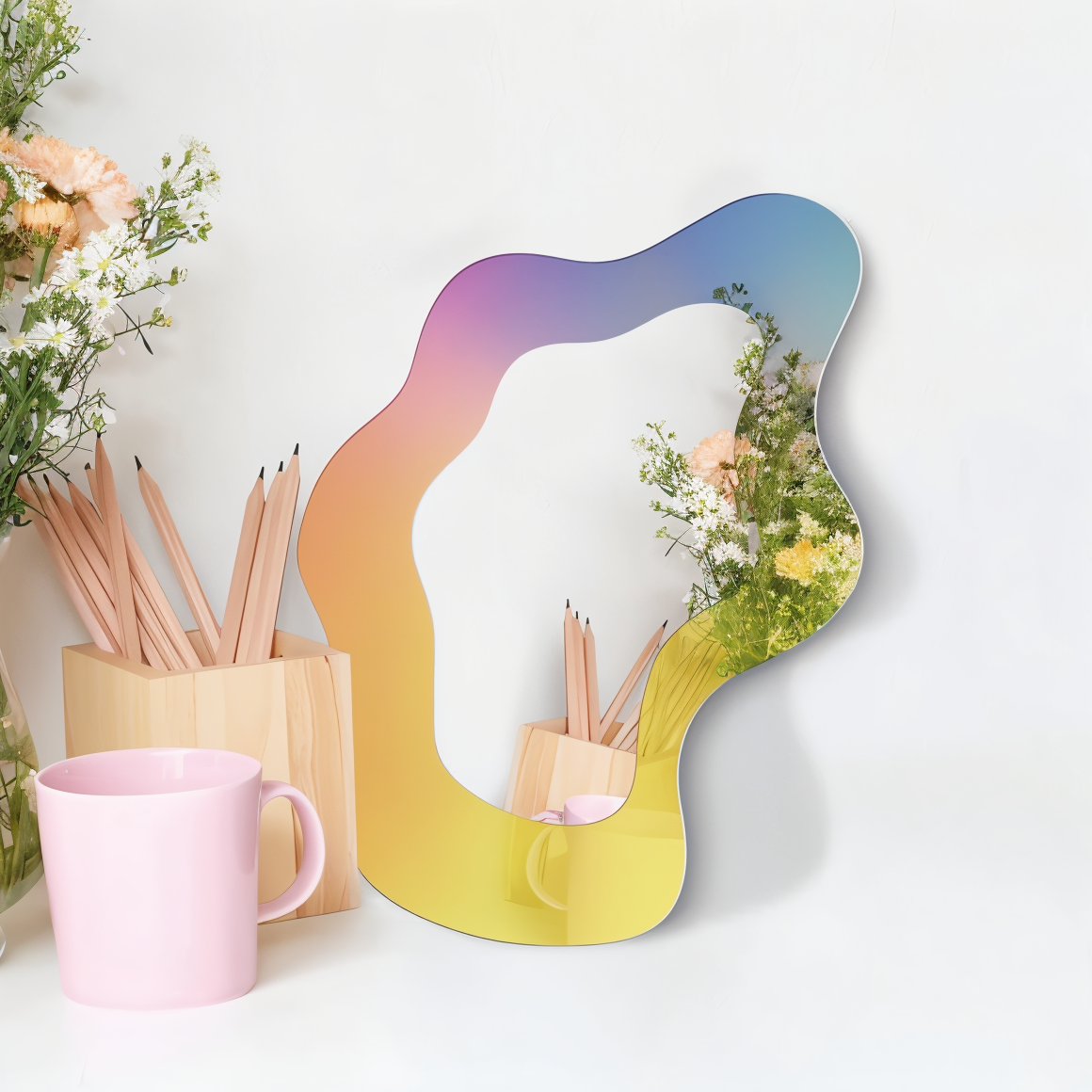 Spejl Geometrisk Rammeløst Vægdesign | Luminaris
