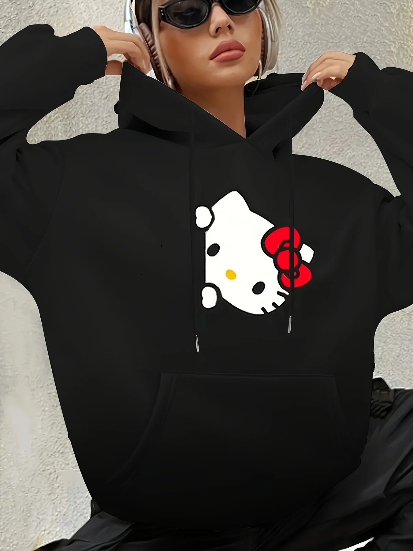 Unisex Hoodie med Print – Løs Casual Pullover til Efterår