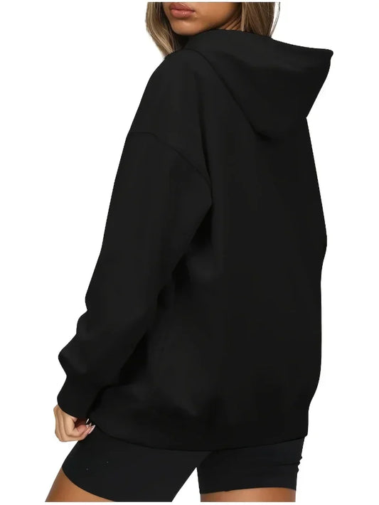 Unisex Hoodie med Print – Løs Casual Pullover til Efterår