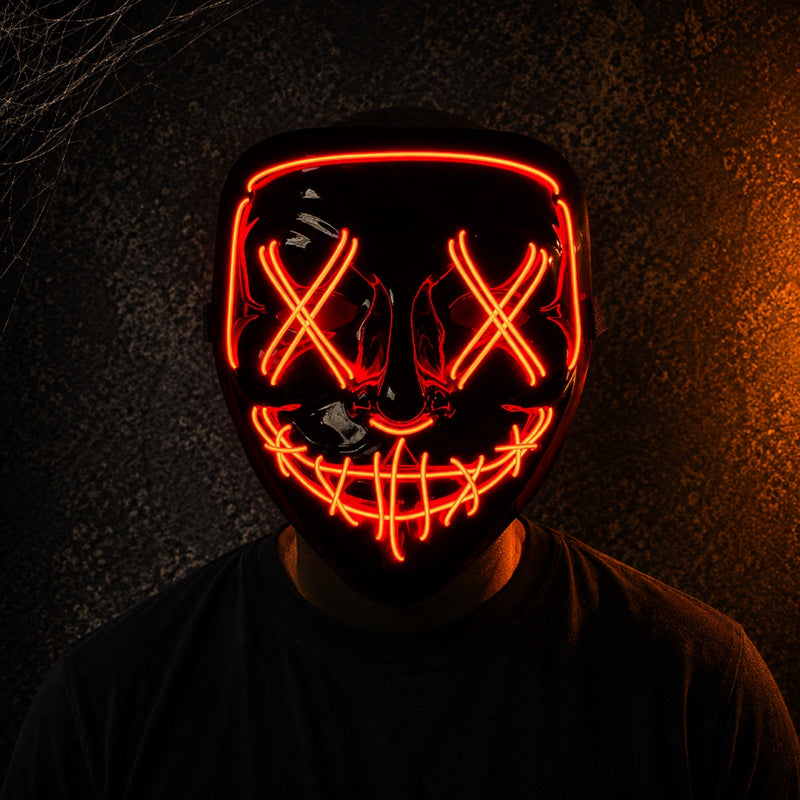 LED-maske med rødt lys horrorinspireret design til udklædning og temafest | Adrián
