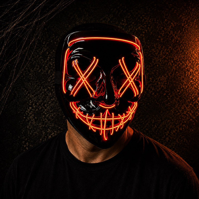LED-maske med rødt lys horrorinspireret design til udklædning og temafest | Adrián