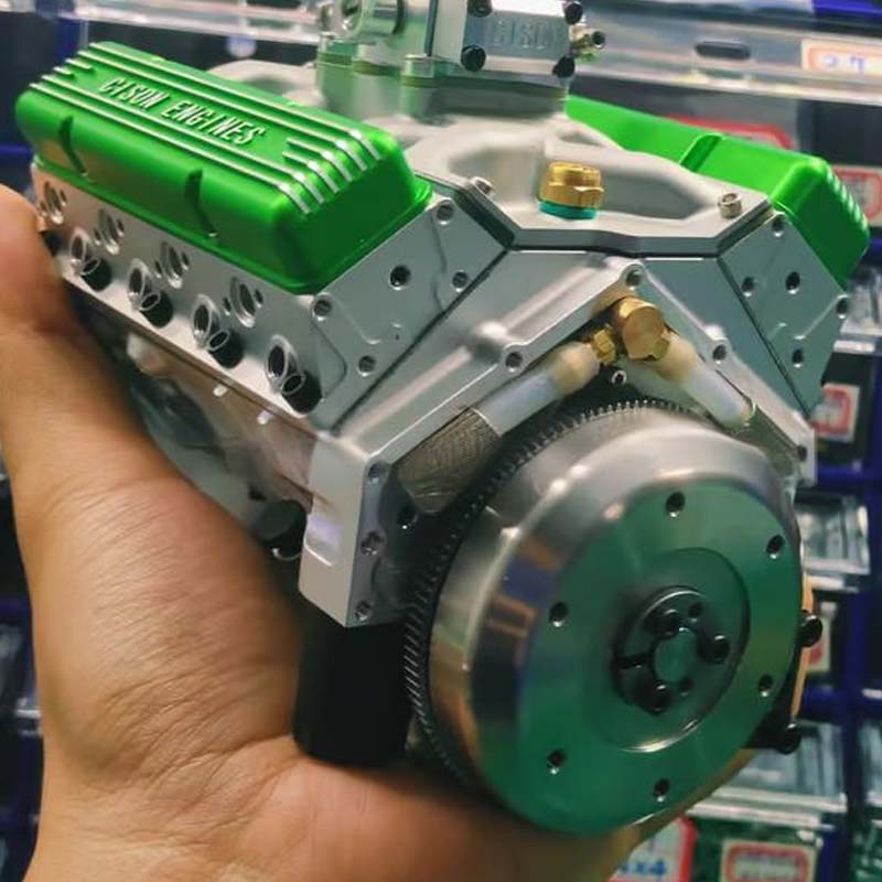 Mini V8 benzinmotor byggesæt med metaldele og CDI-tænding | Chargabuc