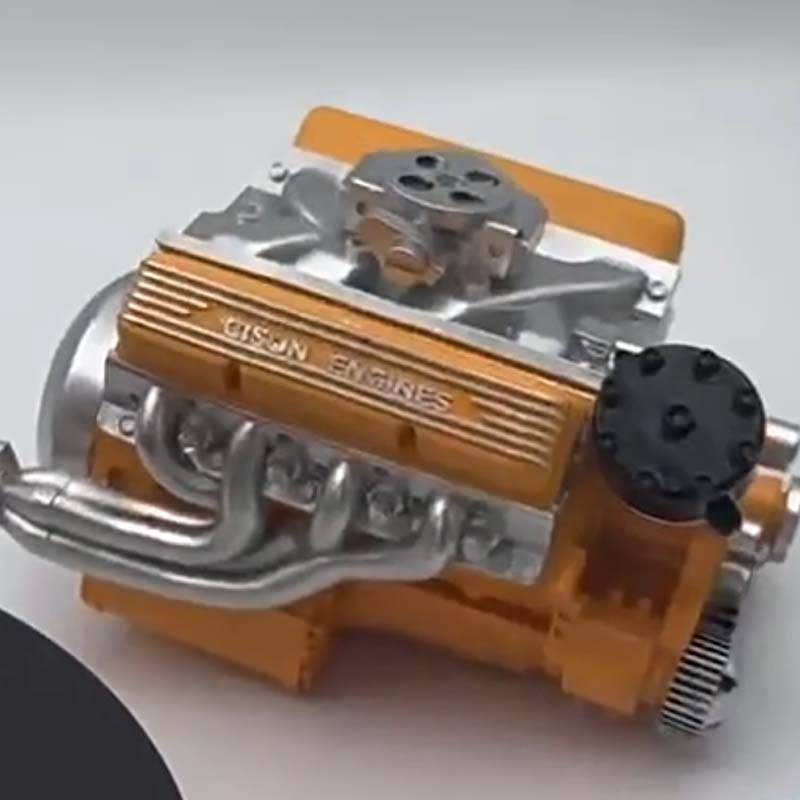 Mini V8 benzinmotor byggesæt med metaldele og CDI-tænding | Chargabuc