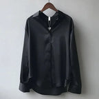 Dame Bluse Satin Knaplukning Elegant | Eydis