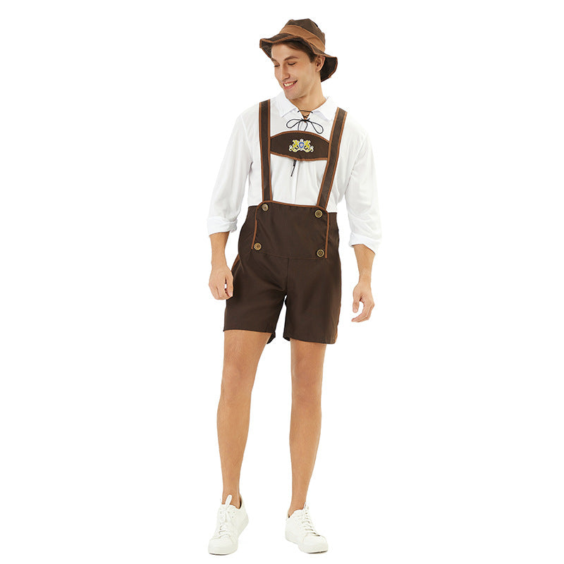 Korte tyrolerbukser til mænd med justerbare seler broderi Oktoberfest | Wenceslao