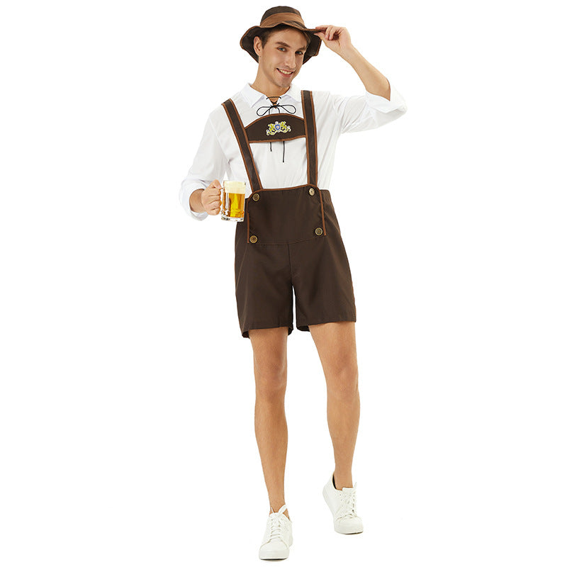 Korte tyrolerbukser til mænd med justerbare seler broderi Oktoberfest | Wenceslao