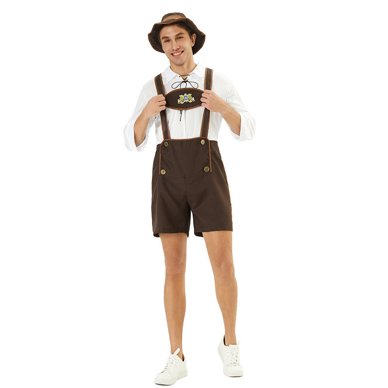 Korte tyrolerbukser til mænd med justerbare seler broderi Oktoberfest | Wenceslao