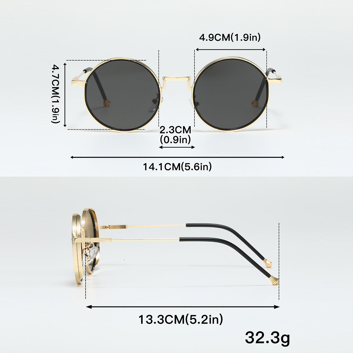 Solbriller Rund Metal UV400 Elegant Design | Avelon