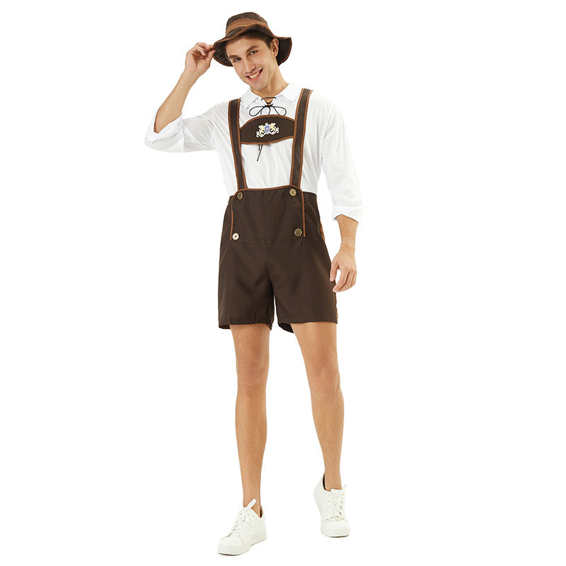 Korte tyrolerbukser til mænd med justerbare seler broderi Oktoberfest | Wenceslao