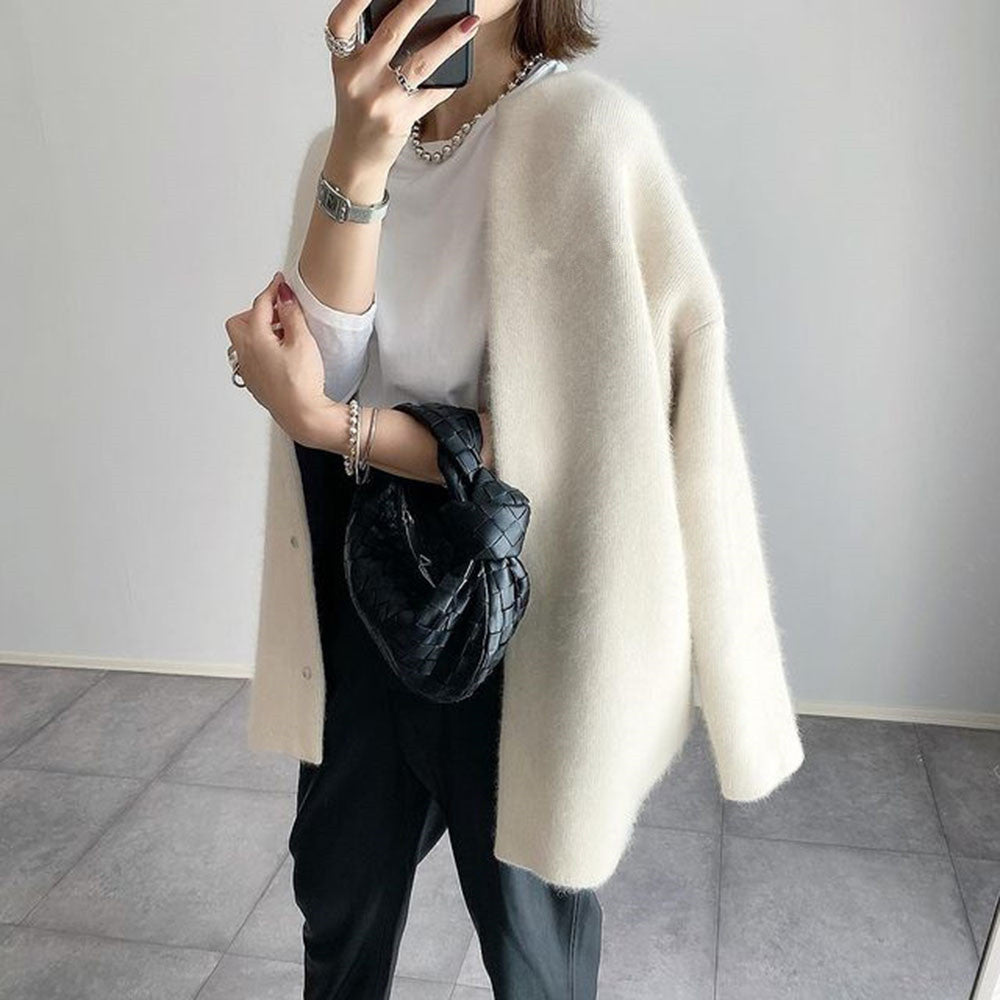 Strikket Cardigan Knapper Blød Kvalitet Elegant Stil | Elvara