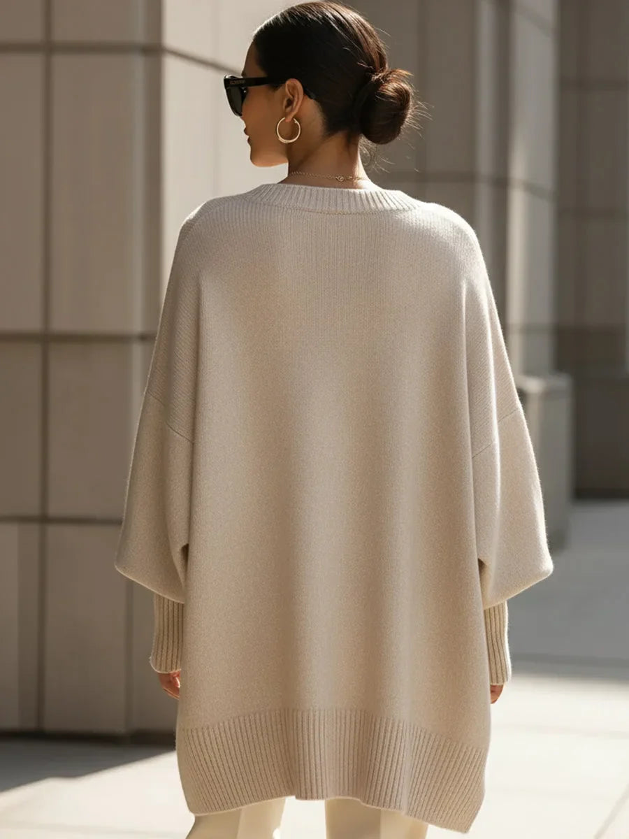 Oversized trui met ribgebreide afwerking