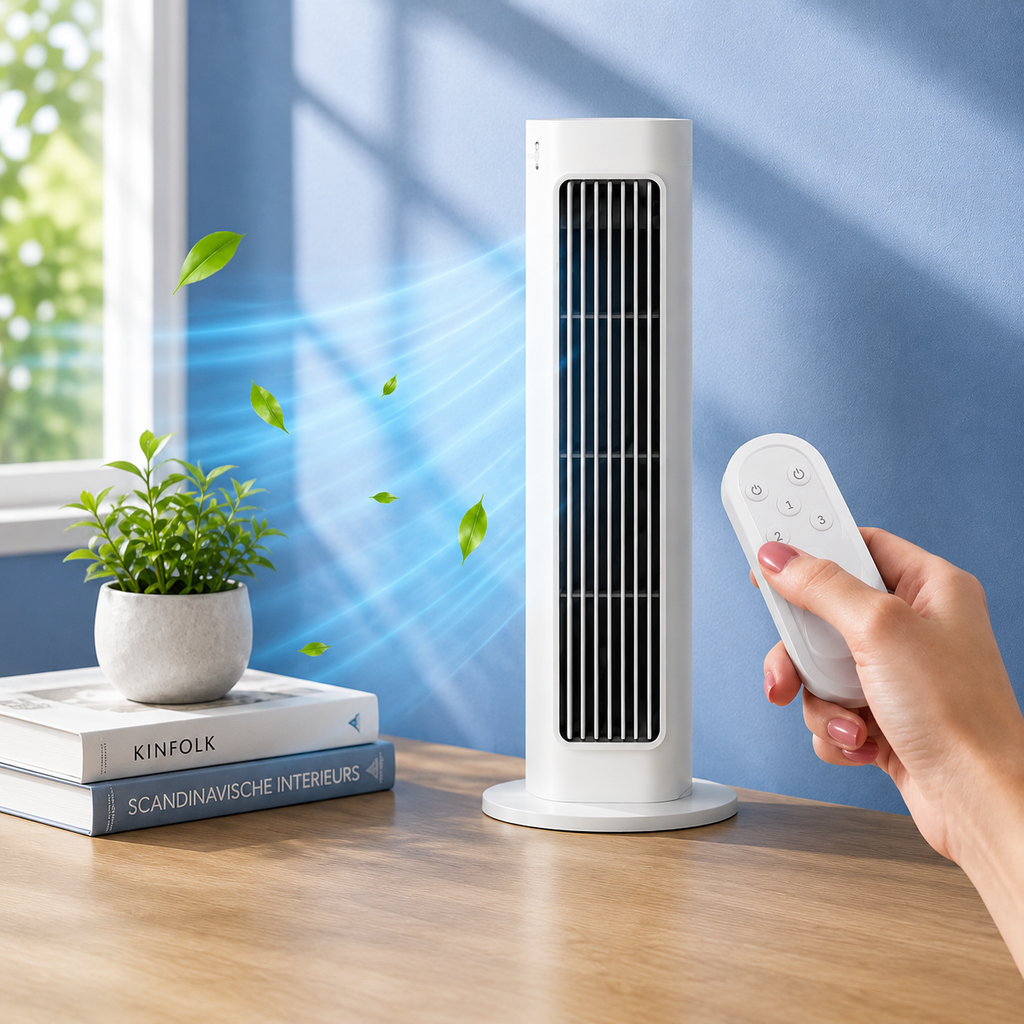 Bladløs Tårnventilator med Fjernbetjening | BreezeCore
