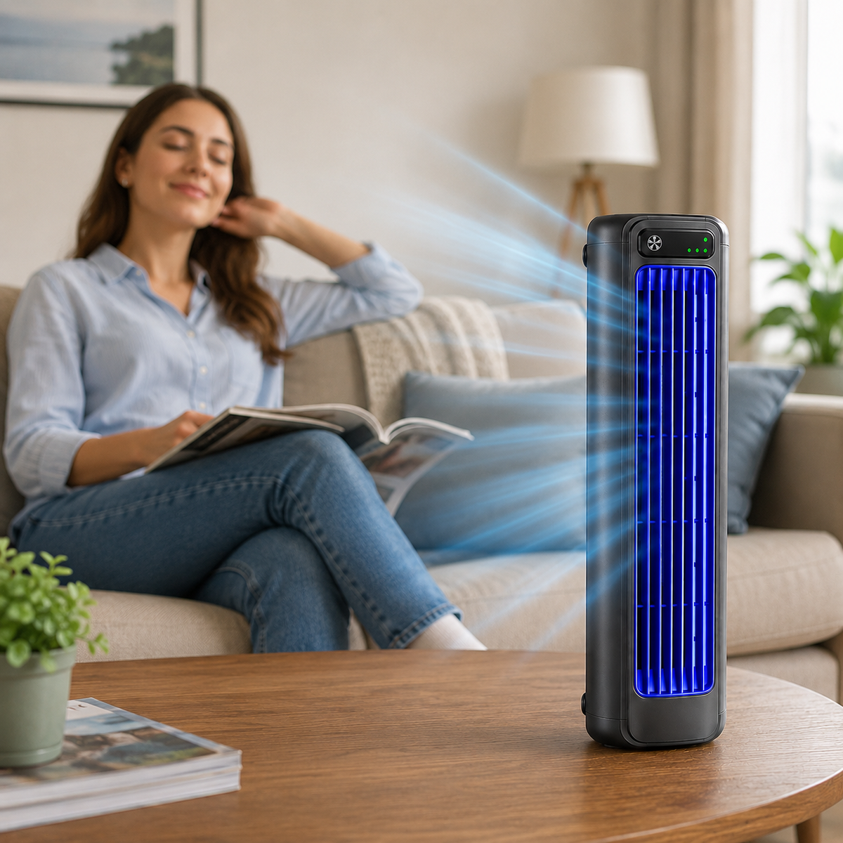 Bladløs Tårnventilator med Fjernbetjening | AeroPulse