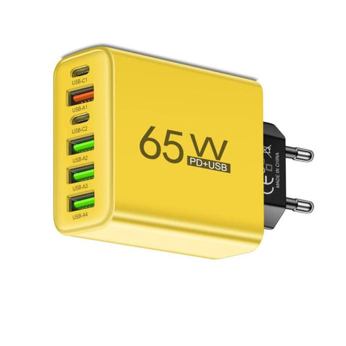 65W USB-opladestation med seks porte USB-C USB-A til flere enheder | Raphaël