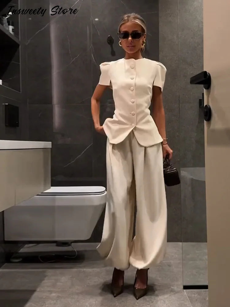 Sæt Slim Elegant Lanterne Ærmer Sommer | Velmira