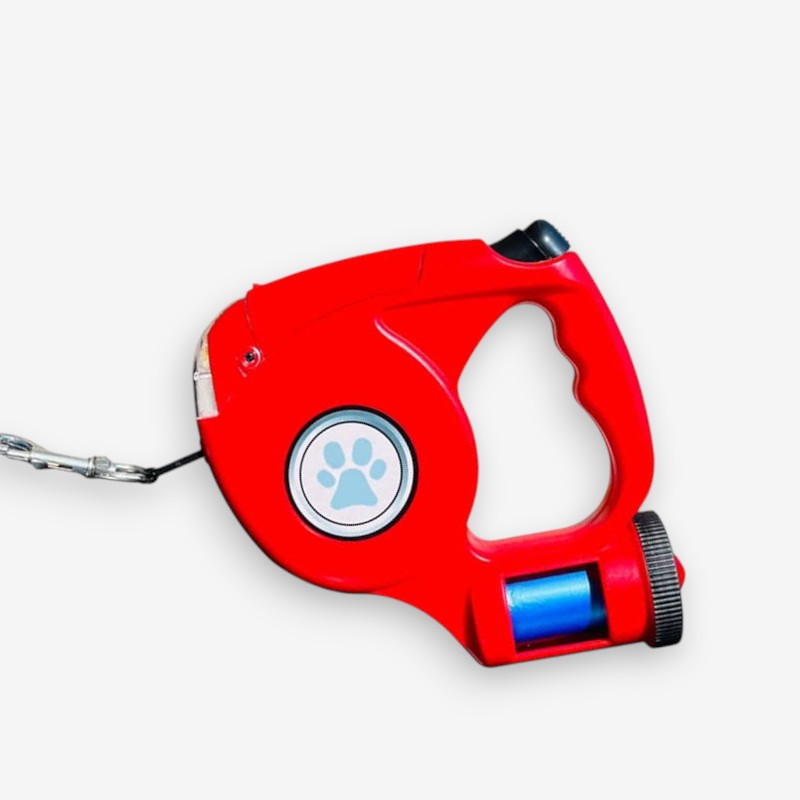 Udtrækkelig hundesnor med LED-lys poseholder nylonline og ergonomisk håndtag | Nathan